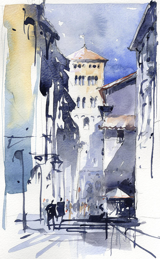Lucca Painting - Lucca Italy by Tony Belobrajdic