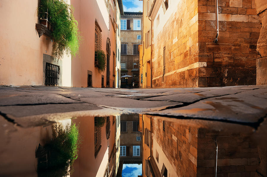 Lucca street reflection Photograph by Songquan Deng