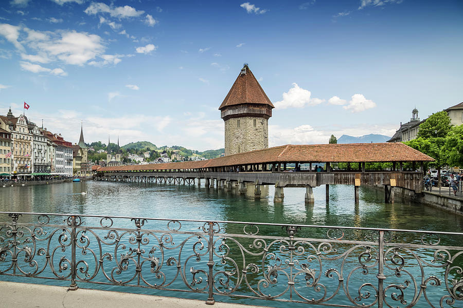 LUCERNE Chapel Bridge and Water Tower Photograph by Melanie Viola