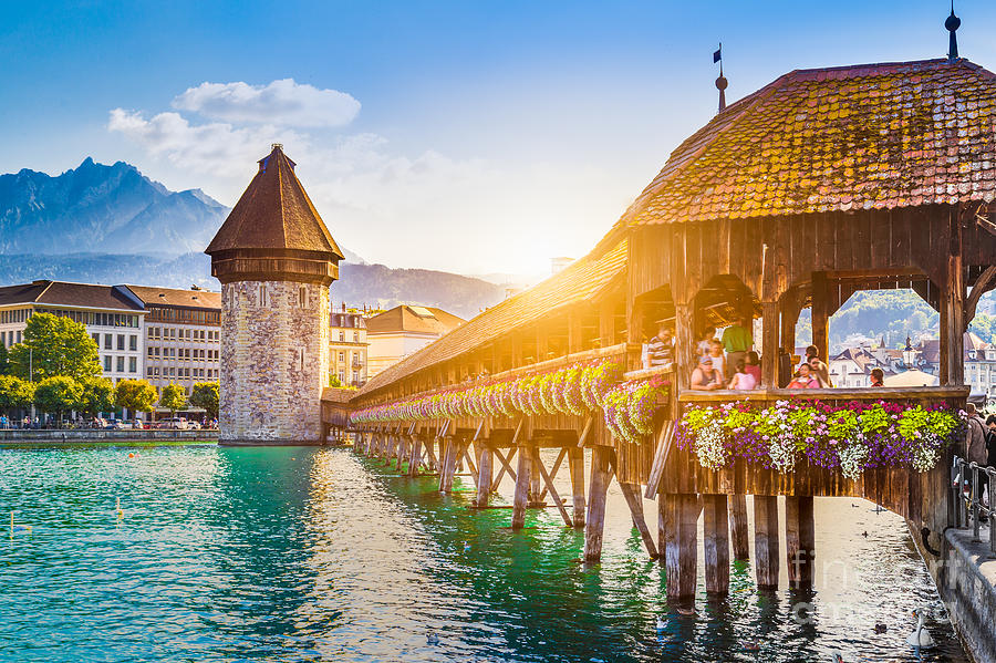 Architecture Photograph - Lucerne Sunset by JR Photography