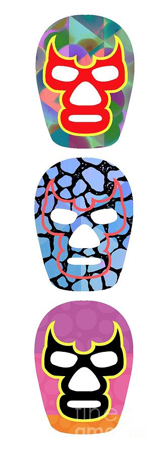 Abstract Digital Art -  Lucha Libre Mexican Professional Wrestling Totem by Edward Fielding