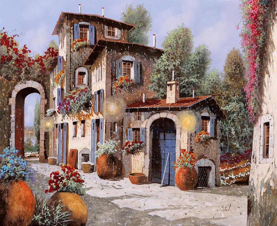 Houses Painting - Luci Allentrata by Guido Borelli