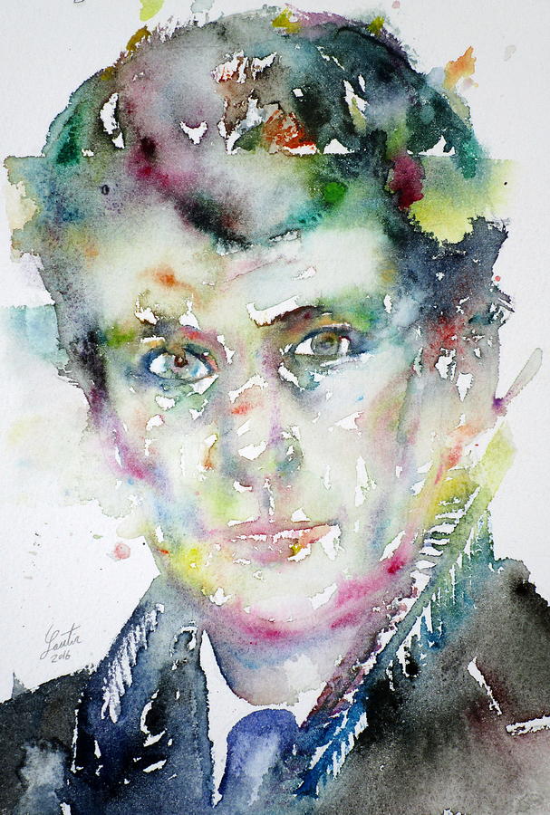 LUCIAN FREUD - watercolor portrait.3 Painting by Fabrizio Cassetta