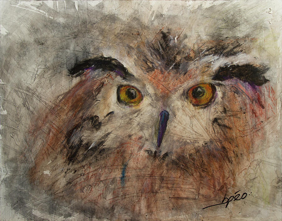 Owl Painting - Luciano by Brenda Peo