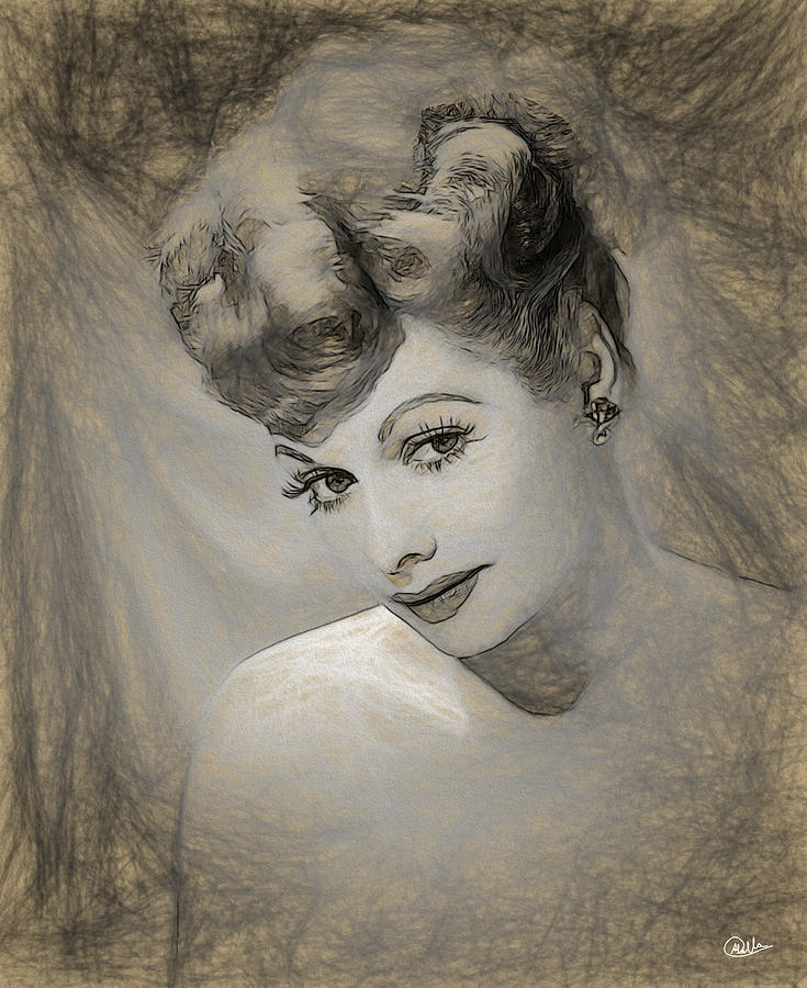 Lucille Ball Pencil Draw Digital Art by Quim Abella