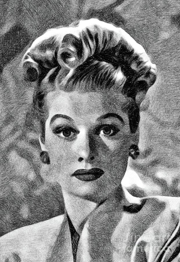 Hollywood Drawing - Lucille Ball, Vintage Actress by JS by Esoterica Art Agency