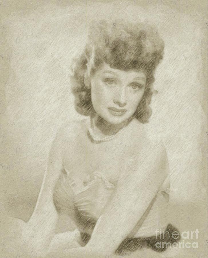Chitty Drawing - Lucille Ball Vintage Hollywood Actress by Esoterica Art Agency