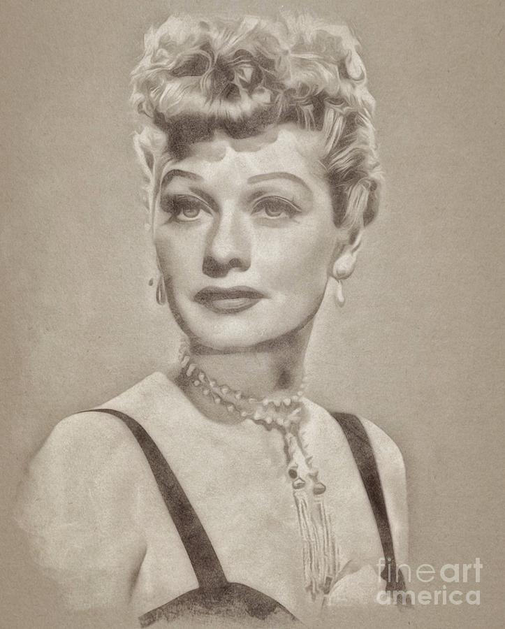 Lucille Ball Vintage Hollywood Actress Drawing