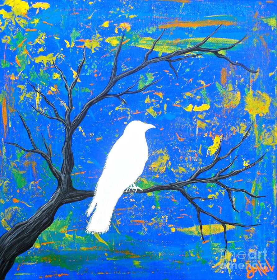 Greek Painting - Luck Of The White Raven Blue by JoNeL Art