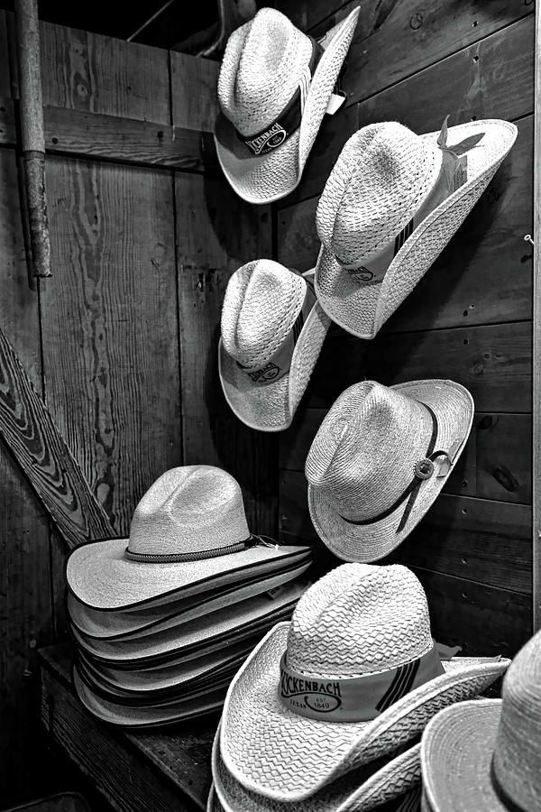 Luckenbach Hats Black and White Photograph by Judy Vincent