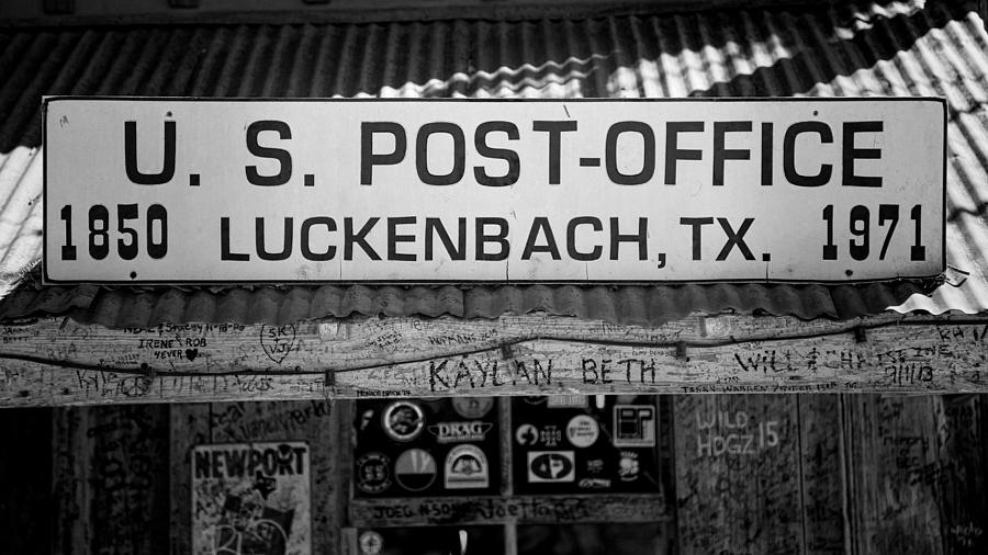 Luckenbach TX Post Office Sign Photograph by Stephen Stookey