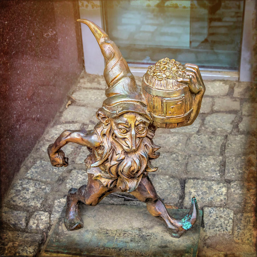 Fantasy Photograph - Lucky Leprechaun Dwarf in Wroclaw Poland by Carol Japp