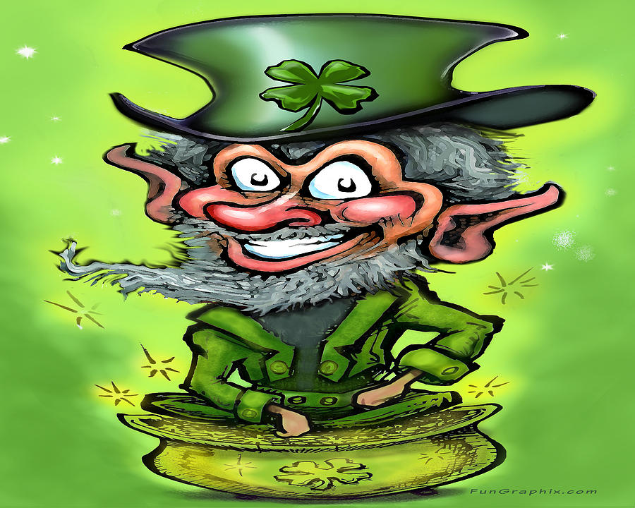 Lucky Leprechaun on Pot of Gold Digital Art by Kevin Middleton