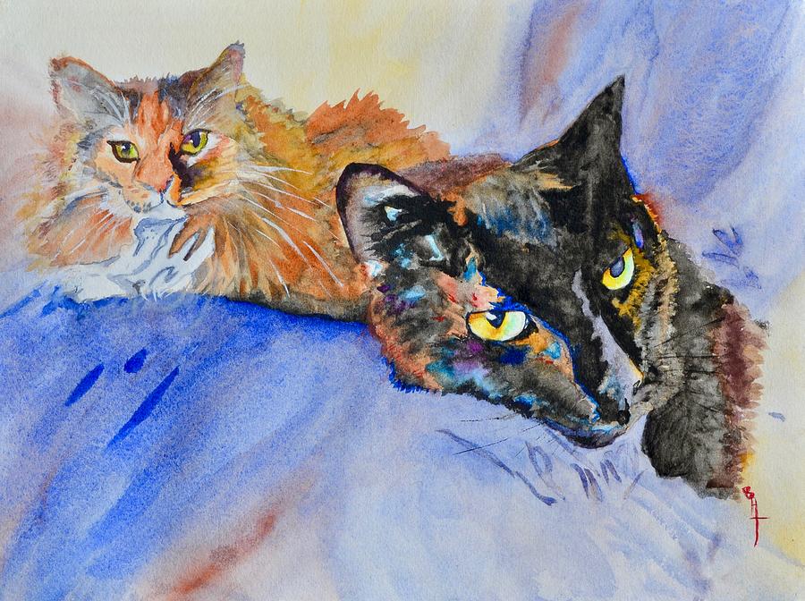 Cat Painting - Lucy and Lula by Beverley Harper Tinsley