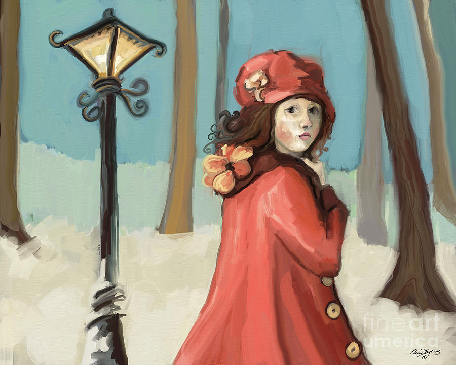 Girl in the Snow Painting by Carrie Joy Byrnes
