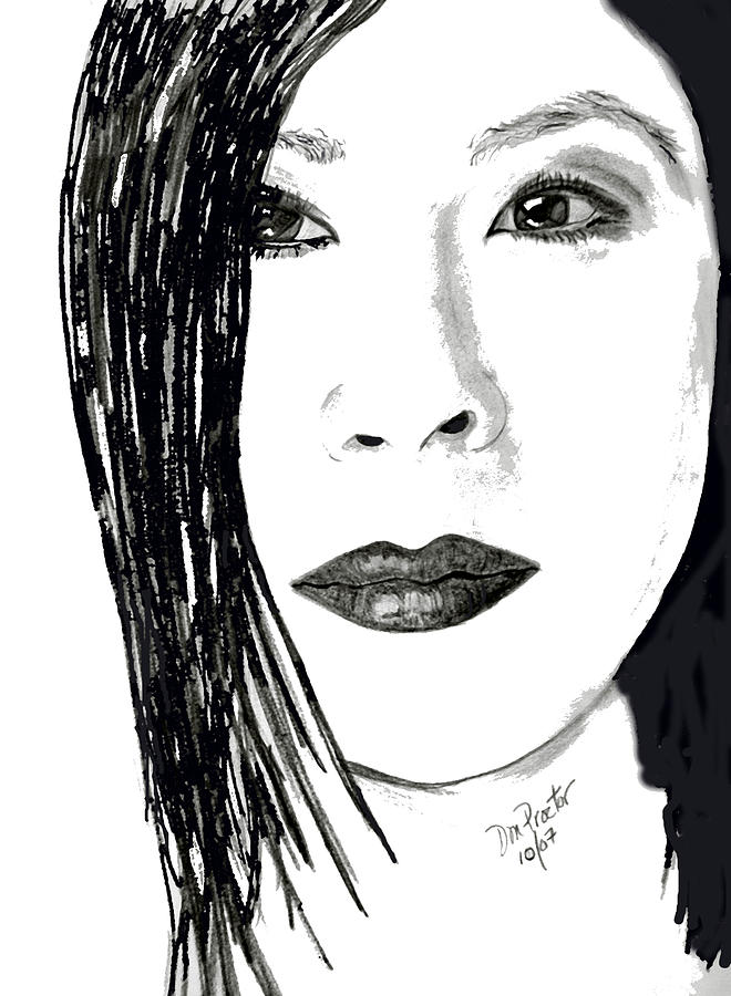 Lucy Liu Drawing by Donna Proctor