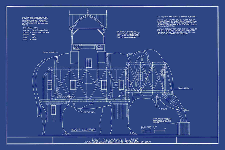 Lucy The Elephant Margate, NJ circa 1881 Drawing by Wall Artifact