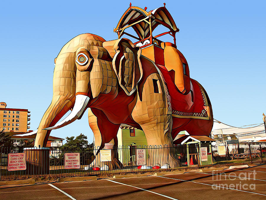 Lucy the Margate Elephant in Atlantic City New Jersey Digital Art by Wernher Krutein