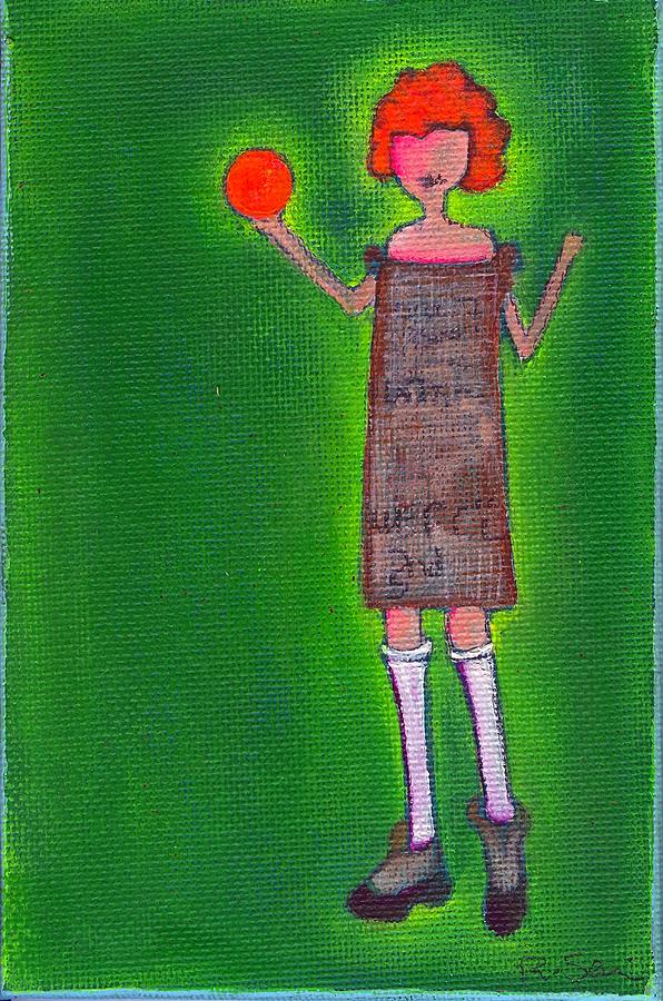 Lucys Fritzy Orange Ball Painting by Ricky Sencion
