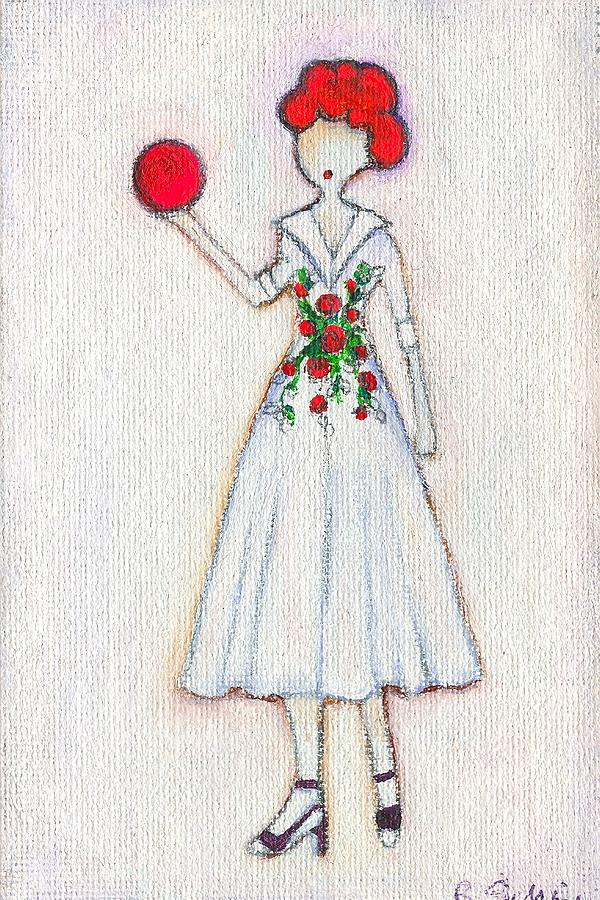 Lucys Rosey Red Ball Painting by Ricky Sencion