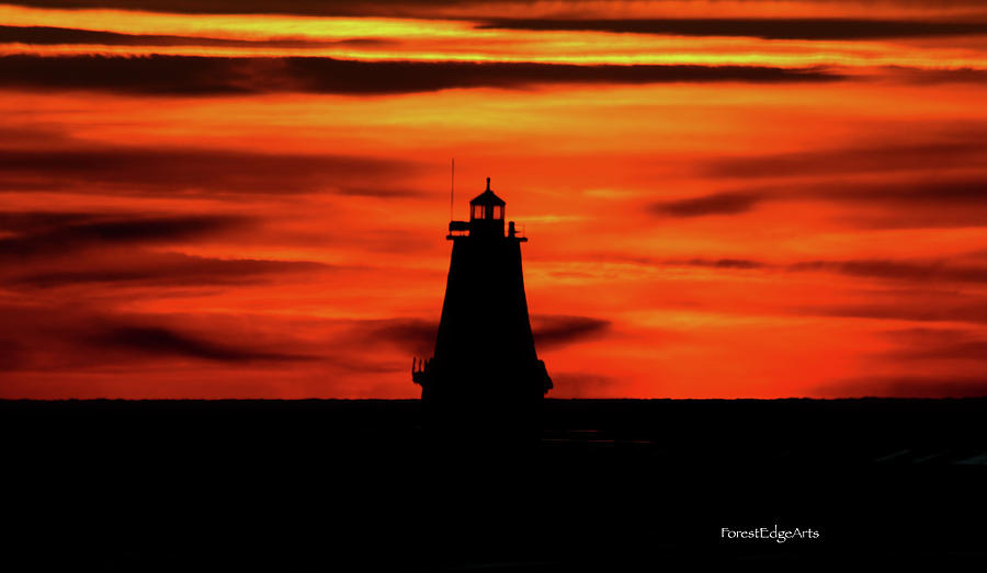 Ludington Lighthouse Sunset Photograph by Dick Bourgault