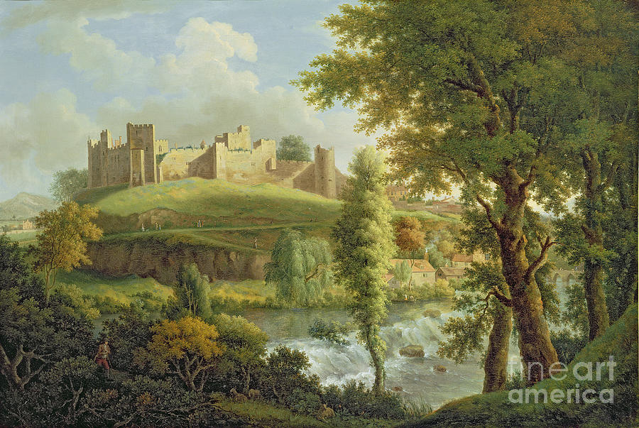 Castle Painting - Ludlow Castle with Dinham Weir by Samuel Scott