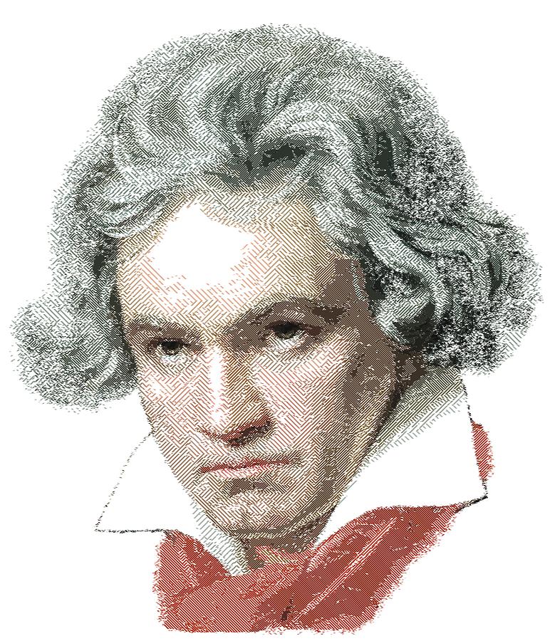 Ludwig van Beethoven Parallel Hatching Drawing by Samuel Majcen