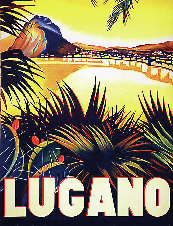 Lugano, Coast, Switzerland Painting by Long Shot