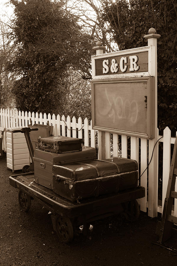 Train Photograph - Luggage at Blunsdon Station by Steven Sexton