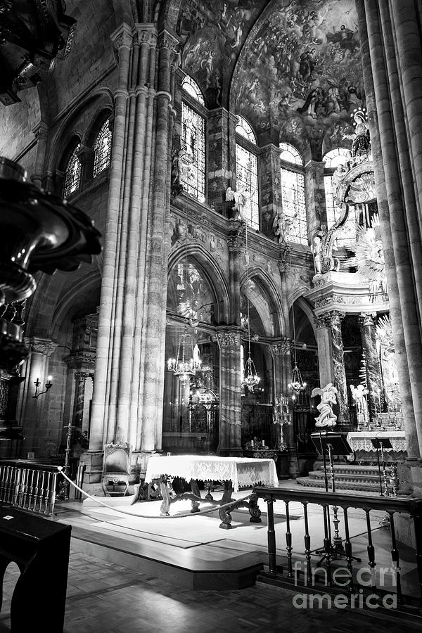 Romanesque Photograph - Lugo cathedral altar BW by RicardMN Photography
