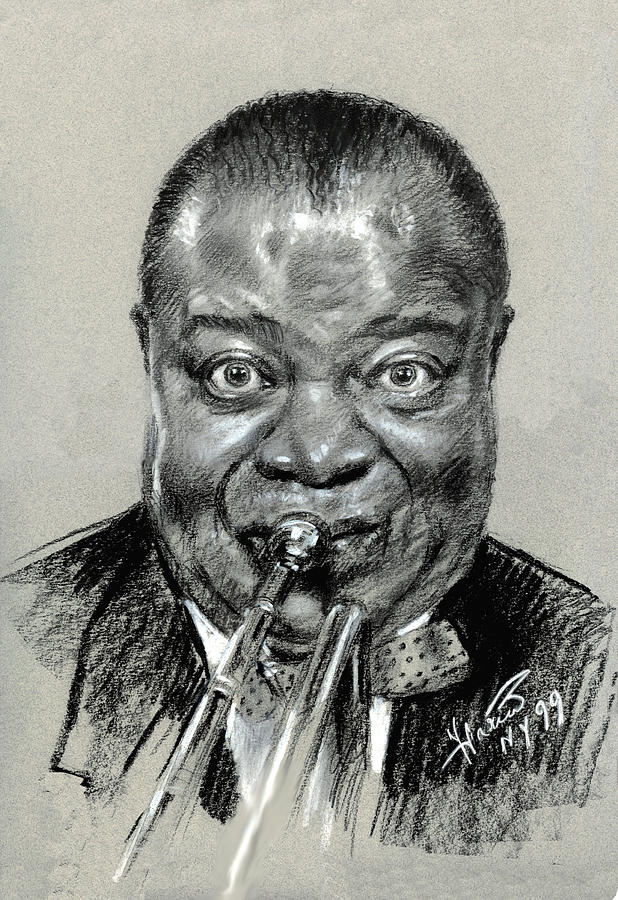 Louis  Armstrong Pastel by Ylli Haruni