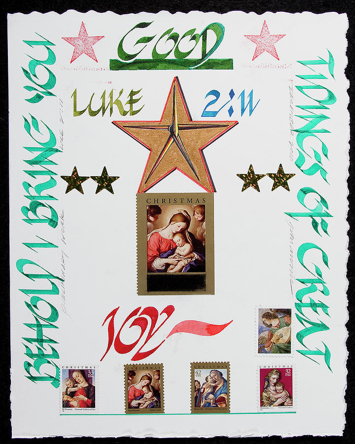Luke 2 11 Seven Stars Mixed Media by John Morris