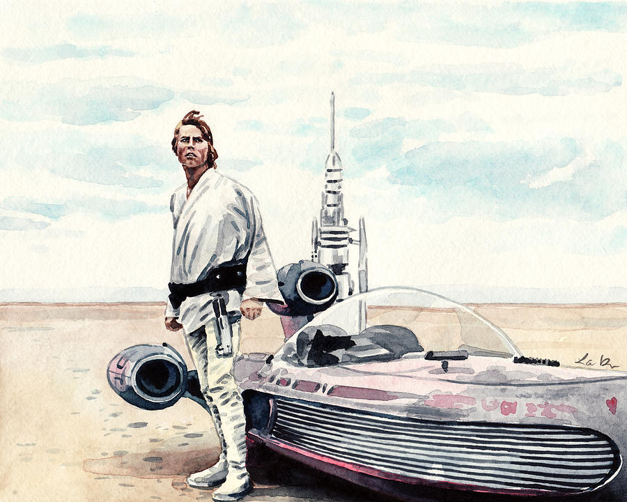 Star Wars Painting - Luke Skywalker on Tatooine Star Wars A New Hope by Laura Row
