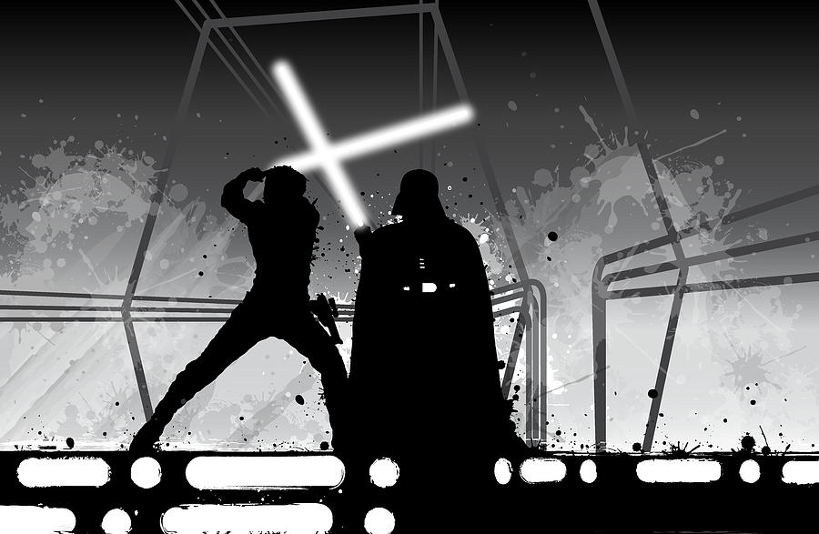 Star Wars Digital Art - Luke vs Vader by Nathan Shegrud