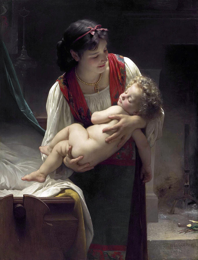 Lullaby, Bedtime Painting by William-Adolphe Bouguereau Lullaby, Bedtime Painting by William-Adolphe Bouguereau