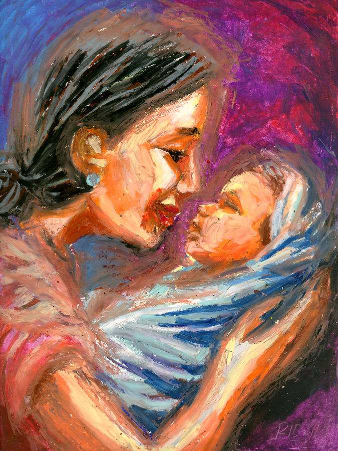 Mom Painting - Lullaby by Rio Villegas