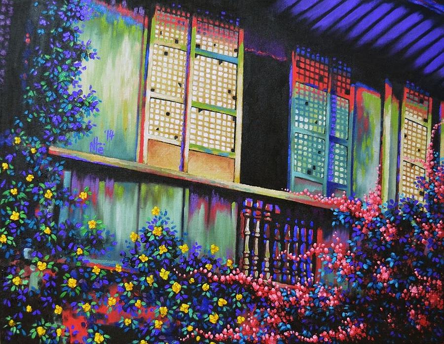 Flowers Still Life Painting - Lumang Bintana Series 02 by Nante Carandang