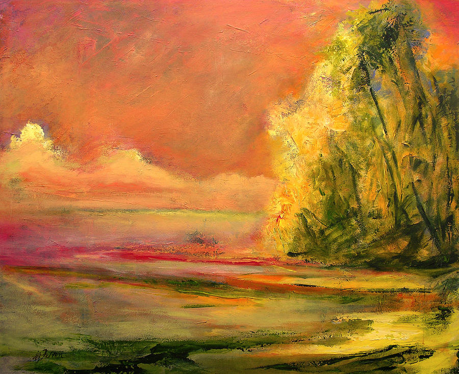 Luminous Sunset 2-16-06 julianne felton Painting by Julianne Felton