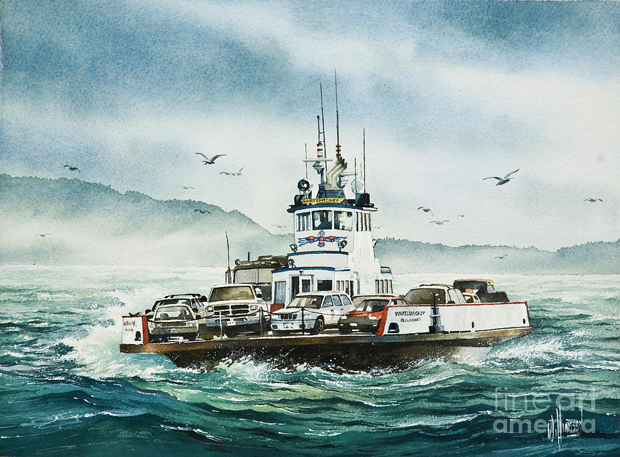 Lummi Island Ferry - Rough Seas Painting by James Williamson