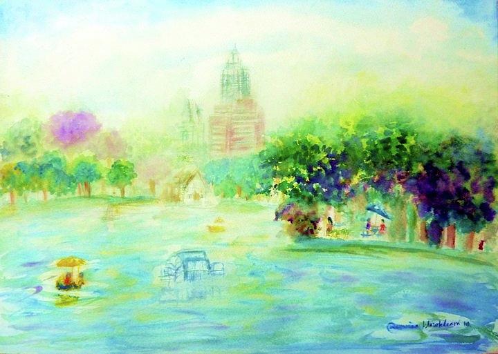 Lumpini Park Painting by Wanvisa Klawklean