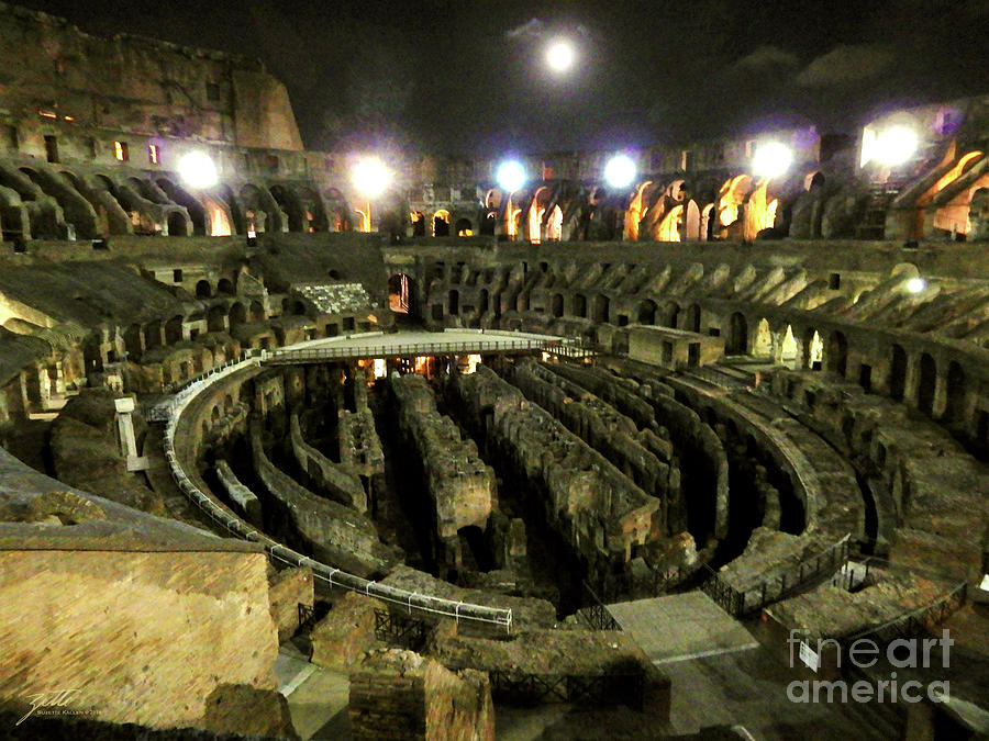 Luna and The Illuminated Colosseum Photograph by Suzette Kallen