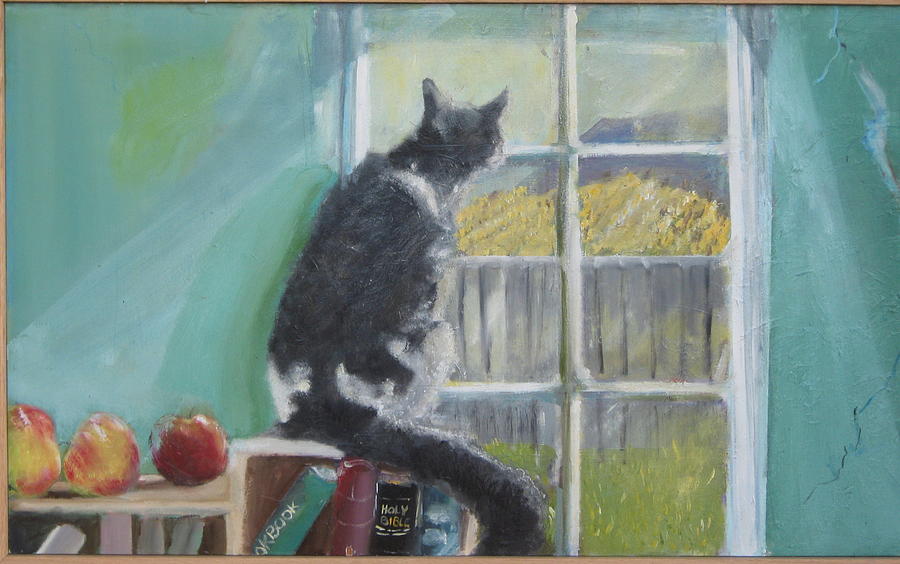 Pet Portraits Painting - Luna and the morning sun by Terrence  Howell