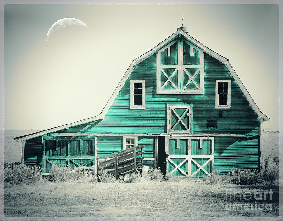Luna Barn Teal Painting by Mindy Sommers