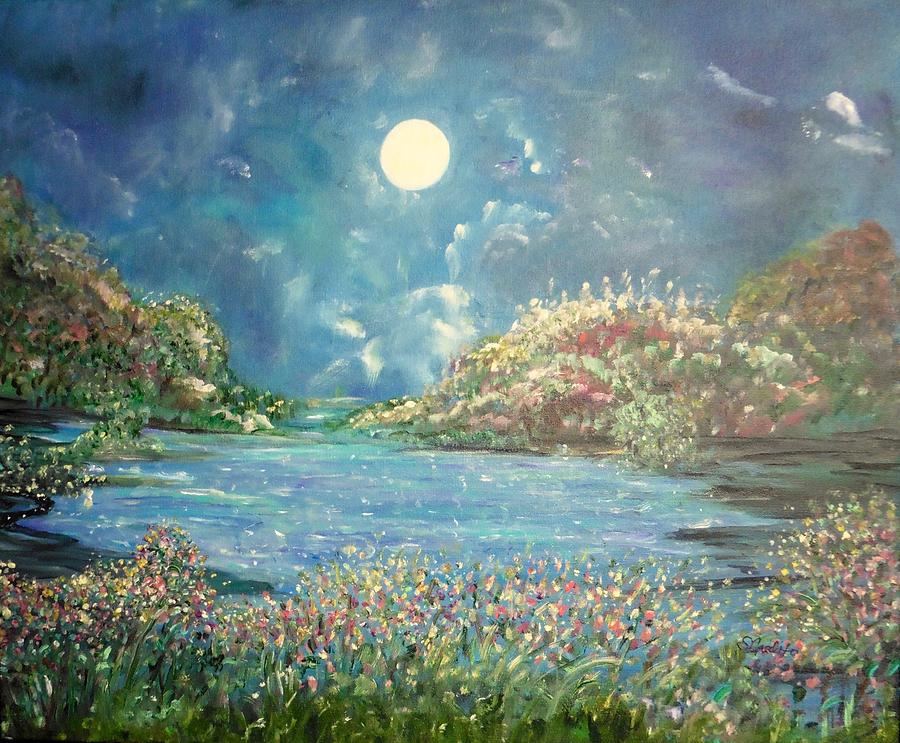 Waterscape Painting - Luna Lullaby by Sara Credito