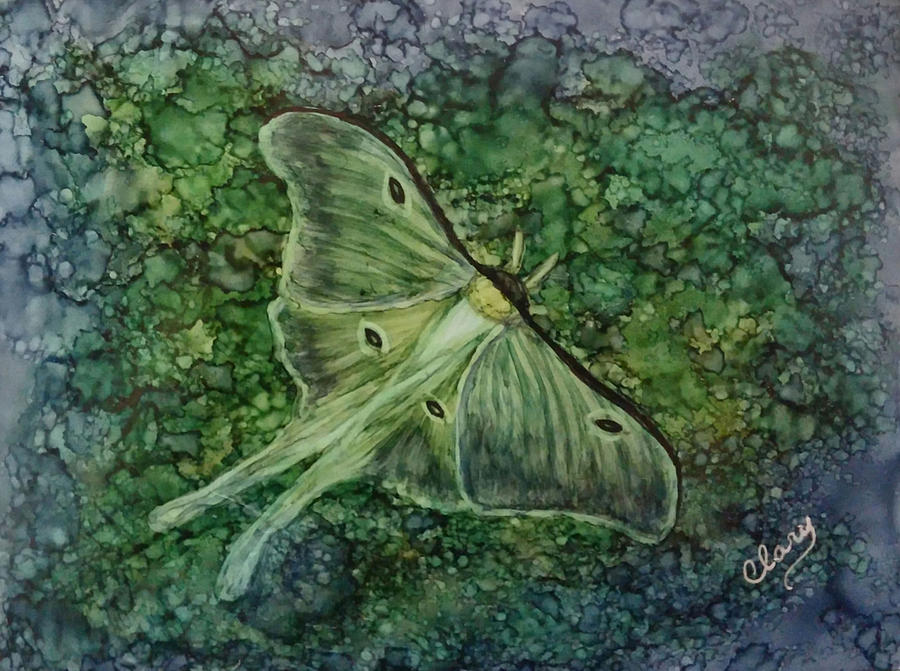 Luna Moth Dreamscape Painting by Linda Clary