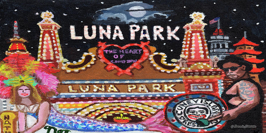 Luna Park Towel Version Painting by Bonnie Siracusa