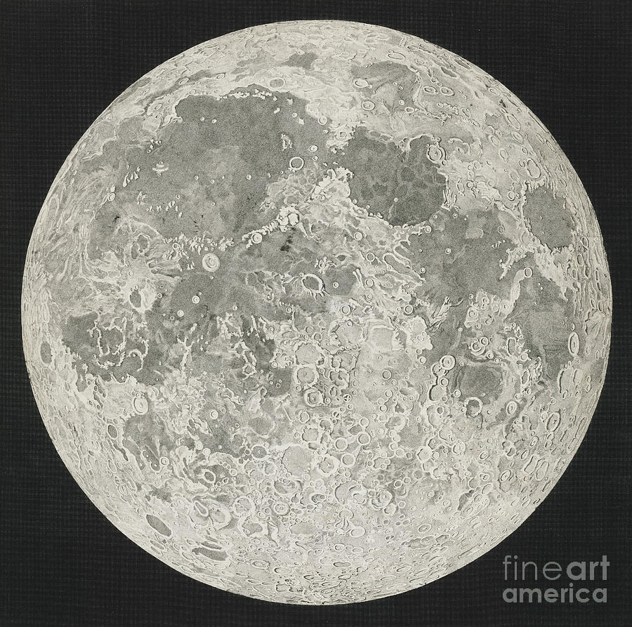 Lunar Cartography Drawing by John Russell