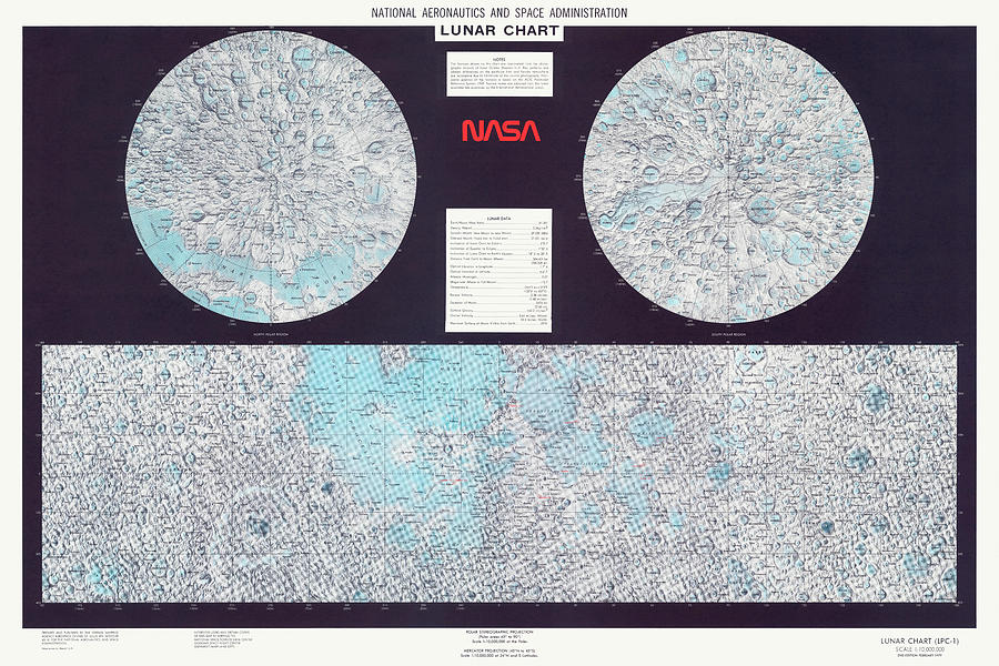 Lunar Chart from 1979 by NASA Drawing by Blue Monocle