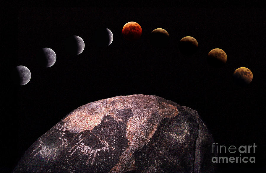Eclipse Photograph - Lunar Eclipse Sequence by Kent Wood