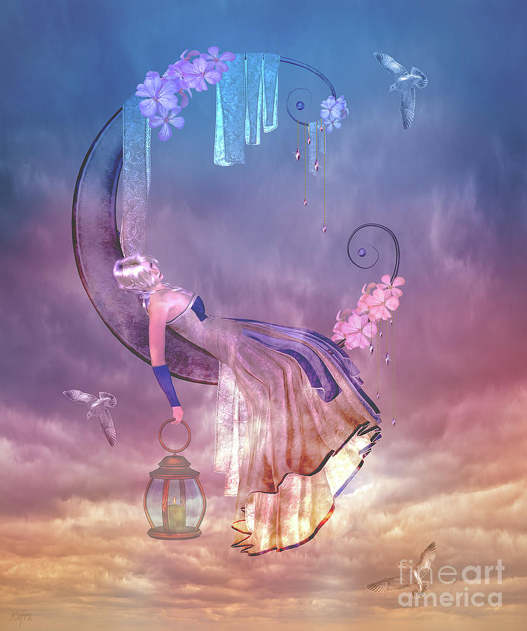 Bird Mixed Media - Lunar Enchantment by KaFra Art